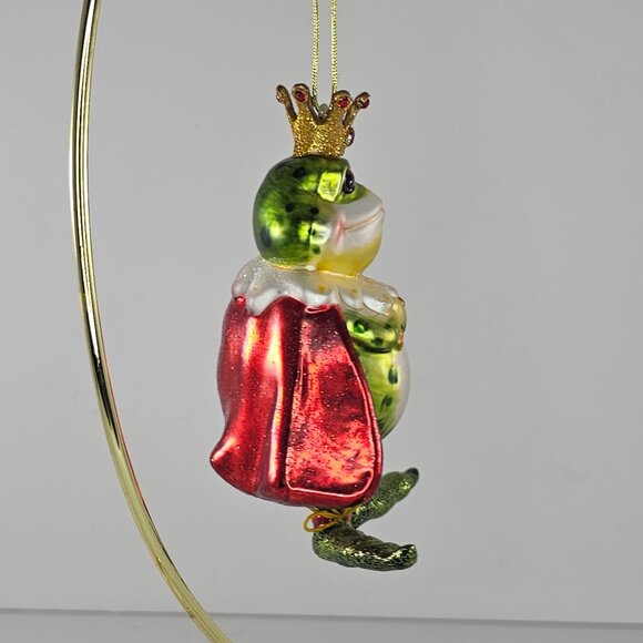 Robert Stanley Party Animals Frog King Glass Ornament Regal Design - Picture 4 of 5